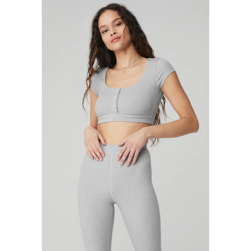 Alo Yoga Blissful Henley Bra Top